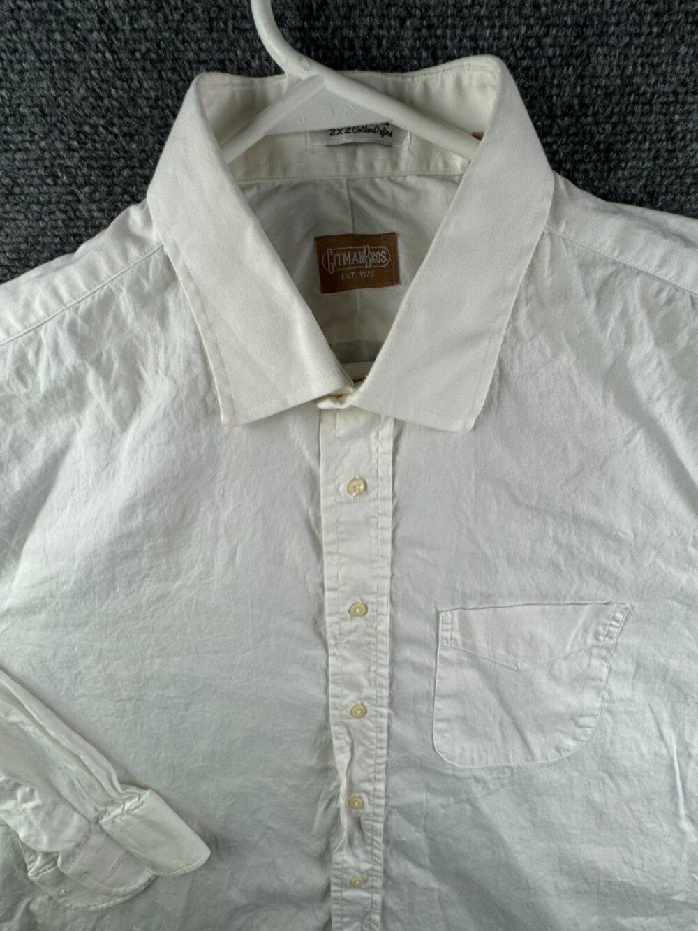 Gitman Bros USA Button Up Shirt Long Sleeve Men White 17.5 34 TTX Cotton Oxford
